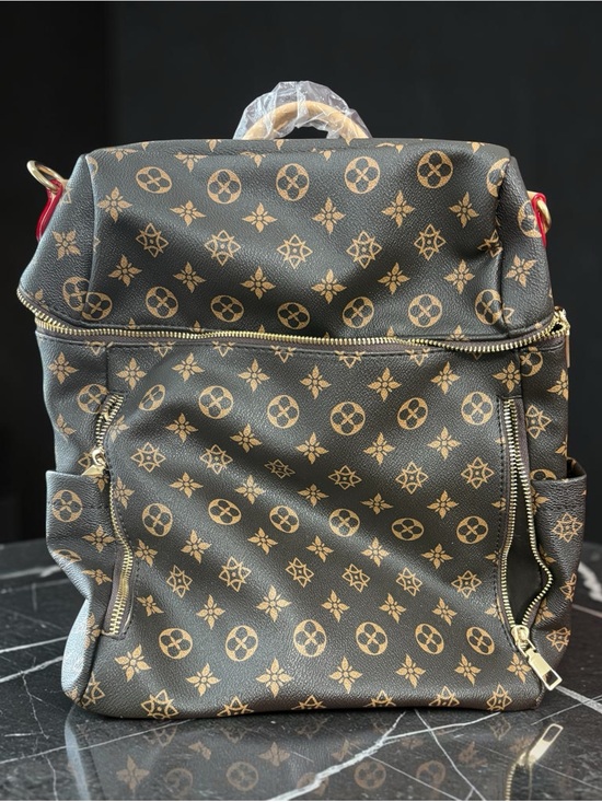 Handbags - Monogram Pattern Brown & Tan Backpack